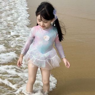 Đồ bơi nàng tiên cá cho bé gái - váy bơi tay dài chống nắng nhanh khô phong cách công chúa