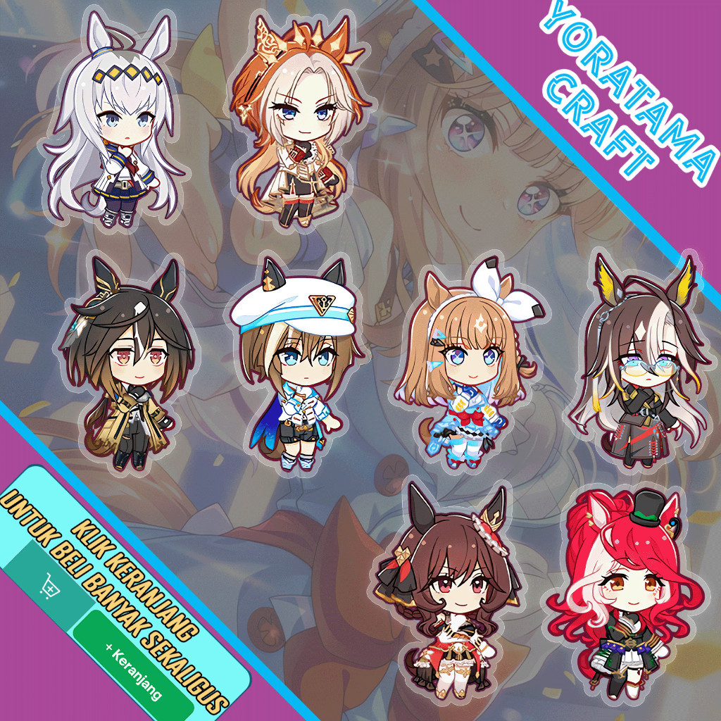 Gantungan Kunci Uma Musume Mcqueen Rice Spe Satono, Keychain Anime Lucu