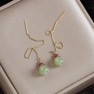 Bông tai dài Sapphire thiết kế đơn giản cổ điển