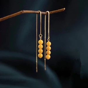 Bông Tai Nhiều Hạt Bơ Gà Vàng và Sáp Ong