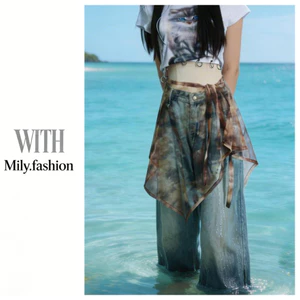 Milyfashion Mùa Hè Gạc Tie-Dye In Hình Mông Rèm Wasteland Phong Cách Lớp Đi Biển Một Mảnh Váy Nữ Bên Biển Mặc