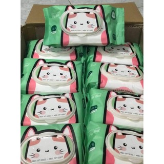 [Thùng 32 GÓI] Khăn Giấy Ướt Hình Mèo Phú Đạt Cho Bé 120 Tờ/Gói Không Mùi Mềm Mịn Tiện Lợi