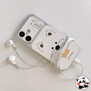 Ốp Điện Thoại Da Chó Con Dễ Thương Cho Xiaomi 17 Pro Max 15 14 13 13T 12 Ultra 12T 12S 12X Mi 11 11X 11i Pro Lite Civi 3 5G 4G Vỏ Sang Trọng Màu Bạc ins Phong Cách Hoạt Hình Chó Vỏ Mềm