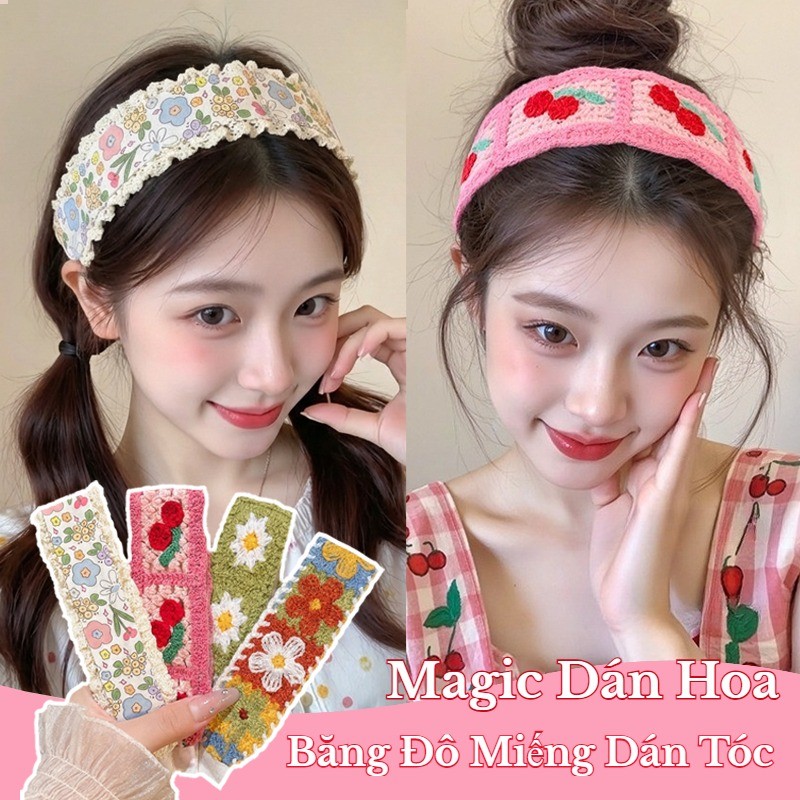 Băng Đô Miếng Dán Tóc Velcro Magic Dán Hoa Dễ Thương Thời Trang Hàn Quốc - Phụ Kiện Tóc