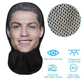 Lưới liền mạch đàn hồi Mặt nạ toàn mặt Mô phỏng Ronaldo Kanye Messi Cosplay Mũ Balaclava - SUNND