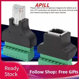 apill Phefop RJ45 Nữ Nam sang đầu cuối vít Bộ chuyển đổi 8 chân cho đầu ghi hình kỹ thuật số Camera quan sát với thiết kế chắc chắn Kết nối đáng tin cậy