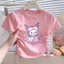 2026 Mẫu Mới My Melody Họa Tiết Hoạt Hình In Hình Bé Gái Dây Rút Tay Ngắn Thời Trang