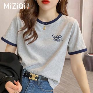【Khuyến mãi】Áo thun ngắn tay bông chất lượng cao dành cho nữ, thiết kế cổ tròn dáng rộng, phù hợp mùa hè