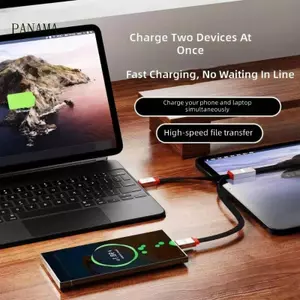 NAMA 1 5m Nylon Bện 2 Trong 1 Dây Chia Cho Điện Thoại Máy Tính Bảng Laptop Sạc Nhanh