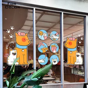 Cửa Hàng Thú Cưng Hoạt Hình Dễ Thương Dán Tĩnh Điện Chó Mèo Chải Lông Salon Làm Đẹp Kính Cửa Sổ Trang Trí Cho Lông Thú Cho Bé Tóc Viền Nhà Rửa