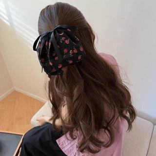 [Sản phẩm phúc lợi] Băng đô hoa hồng lãng mạn kiểu Pháp Thanh lịch Đuôi ngựa Vòng xúc xích nhỏ nơ thời trang Streamer Mũ đội đầu dây tóc