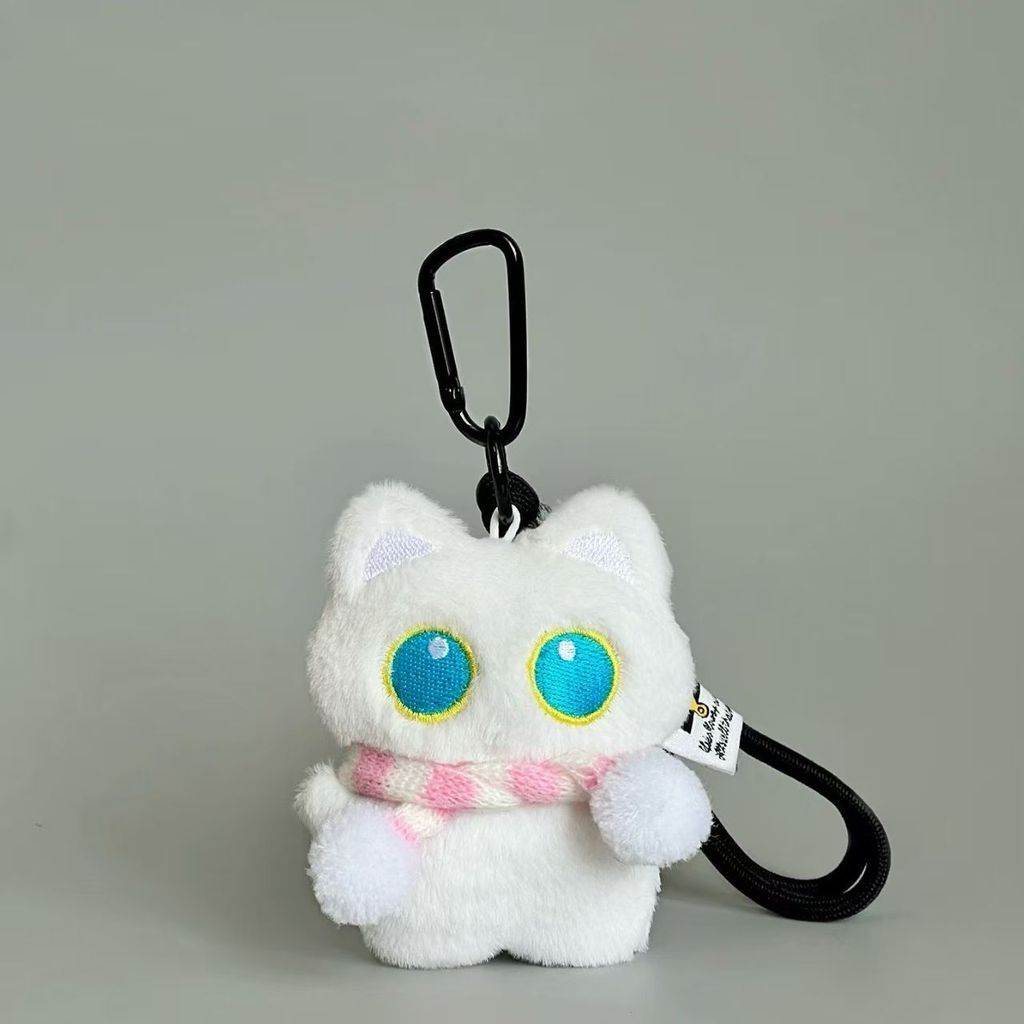 Cặp đôi mèo con móc khóa phong cách học sinh, dây chuyền nhỏ đáng yêu, 26.3 cm