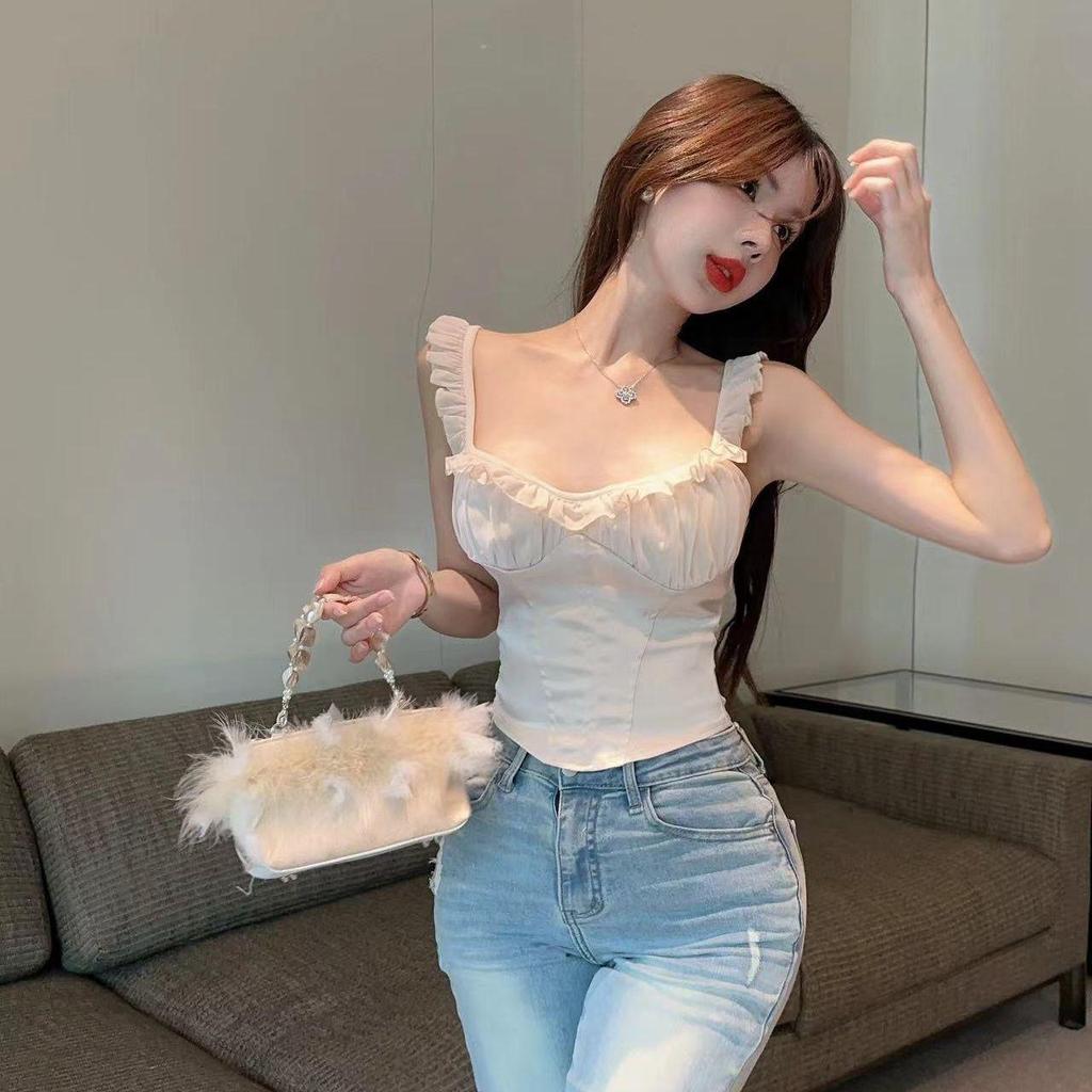 Pure Desire Sling Top nữ thiết kế cổ điển ren xương cá giúp eo thon gọn