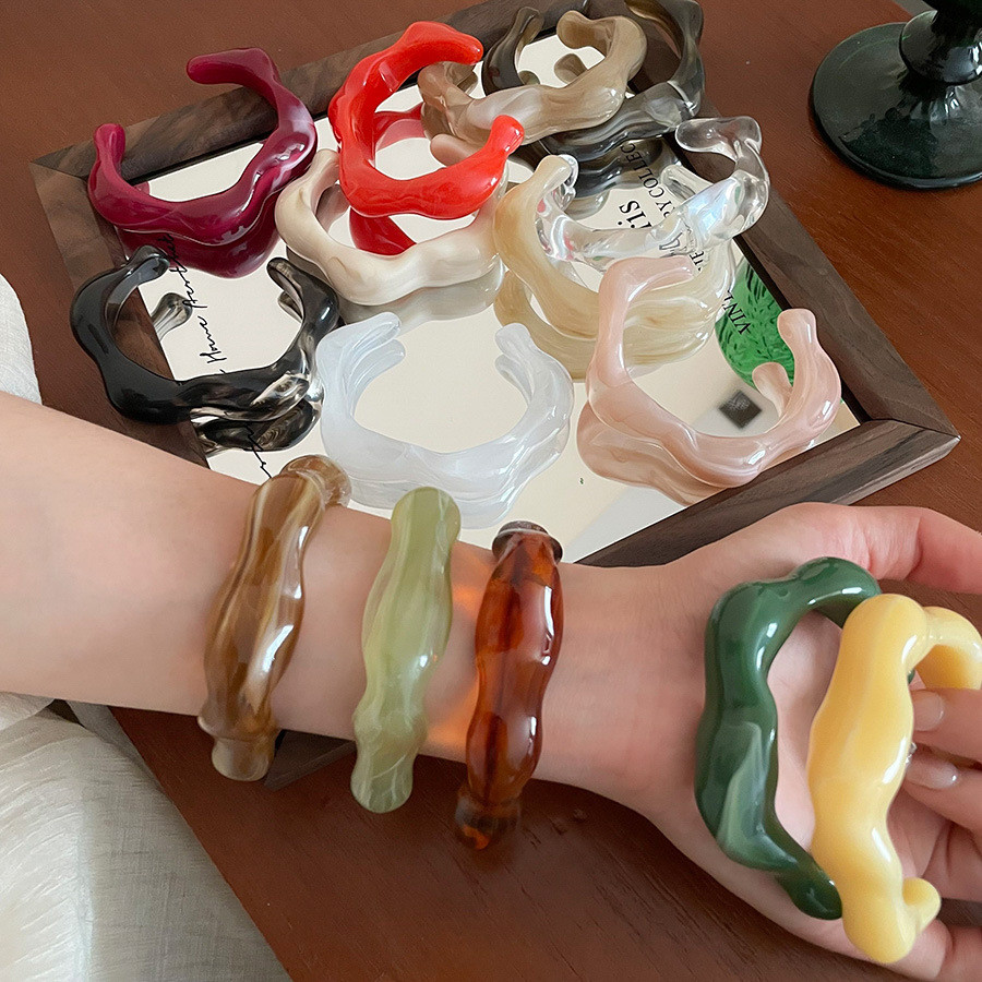 Vòng tay acrylic vỏ rùa nhiều màu, phong cách Instagram, trang sức hàng ngày