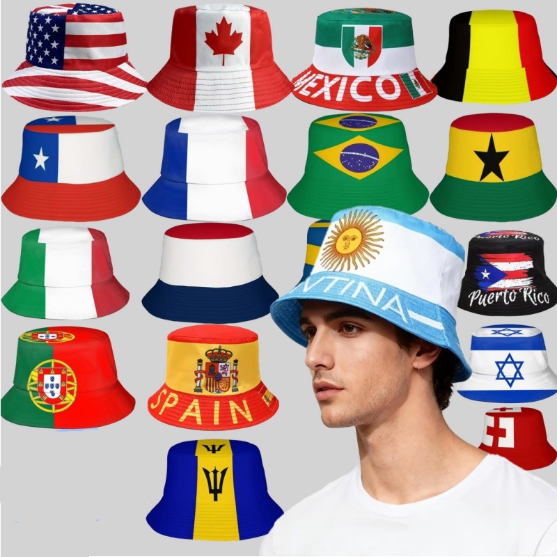 SQ11 FIFA World Cup USA Mexico Tây Ban Nha Pháp Argentina Quốc kỳ ngư dân mũ hai mặt mũ chống nắng