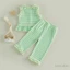 6M-4Y Bé Gái 2 Bộ Sọc Không Tay Ruffle Viền Xe Tăng Áo + Quần Trang Phục Mùa Hè