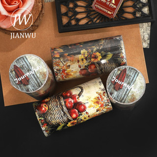 JIANWU 80mm * 204mm Vintage Tree House Road Phong Cảnh Chất Liệu Cắt Dán Thêu Sò Băng Washi Sáng Tạo DIY Tạp Chí Văn Phòng Phẩm