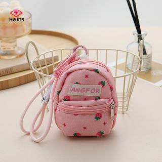 HWETR Dâu In Bapa Túi Đựng Tiền Xu Dễ Thương Ngọt Ngào Đổi Tiền Ví Có Móc Khóa Tai Nghe Di Động Túi Bảo Quản Ví