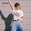 Áo Thun Hở Vai In Chữ Mỏng Mát, Phù Hợp Mùa Hè Cho Nữ