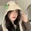 Mũ bảo vệ tai dệt kim casual hoa nhỏ, chống gió và ấm áp