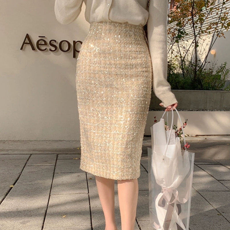 Váy đính kim sa tweed thu đông, phù hợp cho các buổi tiệc và thời trang hàng ngày