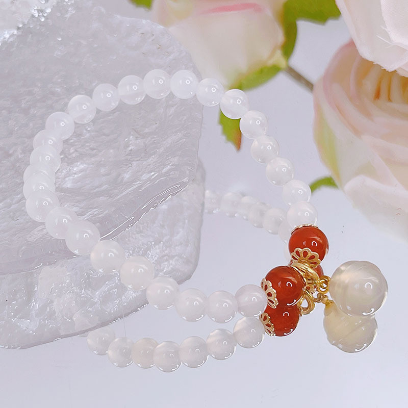 Vòng tay mã não thạch vải lanh đơn giản mới
