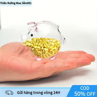 "Heo đất thủy tinh trang trí bàn thiết kế tinh tế là nơi lý tưởng để bắt đầu thói quen tiết kiệm vàng xu trực quan "