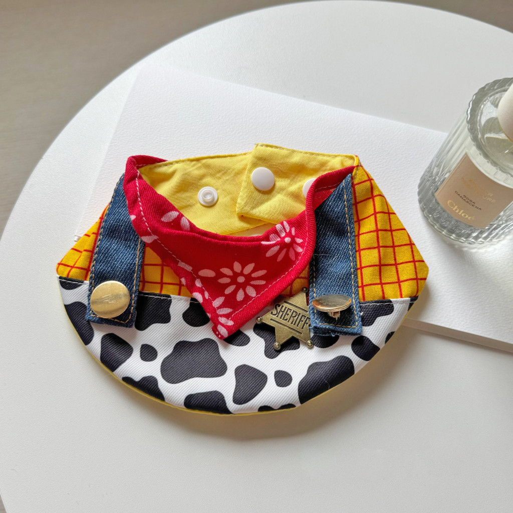 [Pet-Eleven] Yếm Mèo Hoạt Hình Yếm Chó Dễ Thương Phong Cách Denim Đẹp Trai Thoáng Mát Dễ Thương Nước Bọt Khăn Trang Trí Thú Cưng Chó Nhỏ