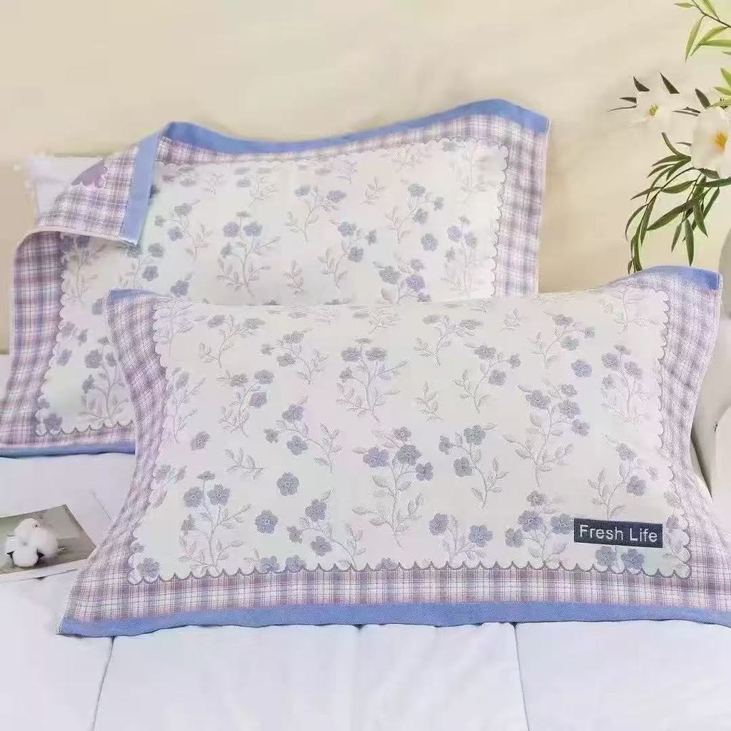 Gối Gối Khăn Cotton Nguyên Chất Cotton Đôi Hộ Gia Đình Cặp Đôi Gạc Gối Khăn Cotton Đơn Không Rơi Dây Dày 12.22