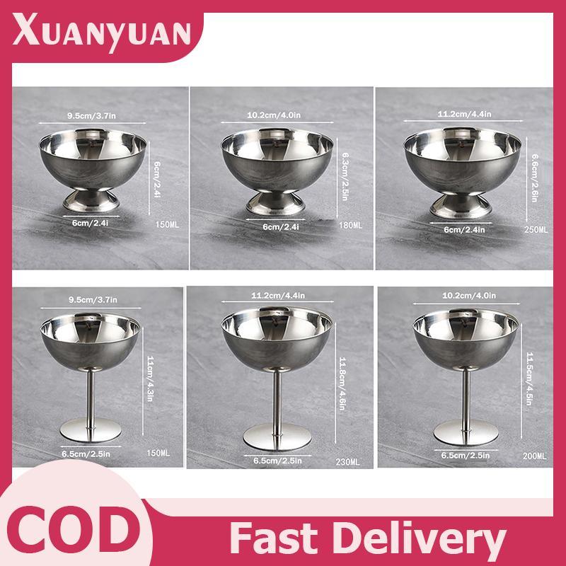 XUAN 304 Thép không gỉ Retro Cao Cấp Cốc Tráng Miệng Sang Trọng Kem Hộp Đựng Cốc Khách Sạn Nhà Hàng Cocktail Thủy Tinh Pudding Cup VN