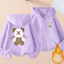 Trẻ em hoạt hình dễ thương Zip Áo Hoodie lông cừu có mũ trùm đầu Áo khoác hàng ngày ấm cúng