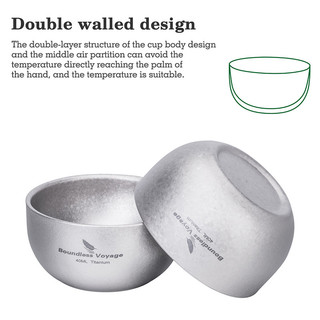 Boundless Voyage Titan Đôi Tường Cốc Mini Trà Sake Cốc Cà Phê Cốc Cắm Trại Drinkware, Pha Lê Bạc, 40ml, ti3204D