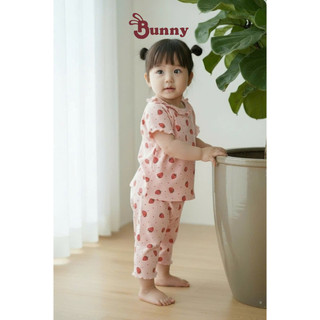 (3-24M) Bộ quần lửng bé gái in họa tiết Bunnybaby chất thun cotton borip