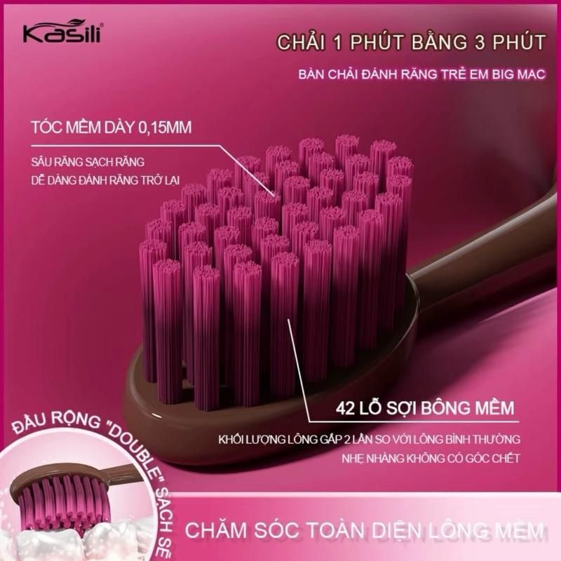 [ Bộ 2 Chiếc ] Bàn Chải Đánh Răng Gấu Dâu Dễ Thương, Lông Chải Kháng Khuẩn Mềm Mại Phù Hợp Cho Trẻ Từ 3-12 Tuổi