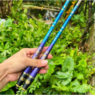 Phục Long Chiến Thần 4H - Cần Câu Tay Đơn Đài Cao Cấp - Carbon Xoắn Siêu Khỏe - 2.7m-3.6m-3.9m-4.5m-5.4m - Tím Xanh
