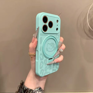Ốp điện thoại di động có giá đỡ từ tính bằng silicon dễ thương Leopard KT Thích hợp cho iPhone17 16 15 14 13 12 11 Pro Max Bảo vệ Camera chống sốc Vỏ mềm chống rơi