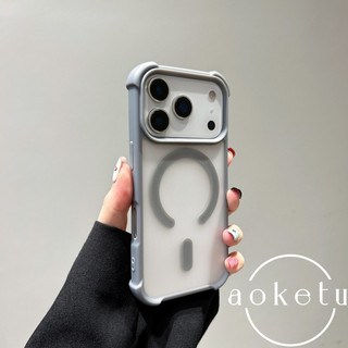 Túi khí bốn góc chống rơi thích hợp cho vỏ điện thoại từ tính Apple 17pro, cảm giác cao cấp iPhone 16 mới, cạnh chống va chạm 15 mờ 14pm, lỗ lớn, 13 vỏ bảo vệ