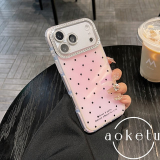 Bột lấp lánh chấm bi bi tối giản sang trọng bằng kim cương giả 2 trong 1 17 thích hợp cho iPhone 16 Promax Apple 15 Vỏ bảo vệ 14 / 13