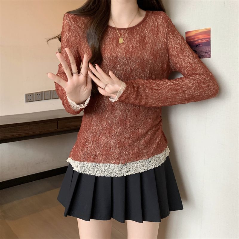 Milyfashion Ba Lê Phong Cách Ren Hai Lớp Xếp Ly Thiết Kế Không Đều Cảm Thấy Màu Sắc Phù Hợp Với Ren Trong Suốt