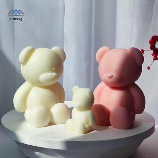 ELBBKG Vị Trí Ngồi Gấu Khuôn Nến Silicon Cho Handmade Thạch Cao Gấu Dễ Thương Khuôn Tiêm Trang Trí Nhà Mới