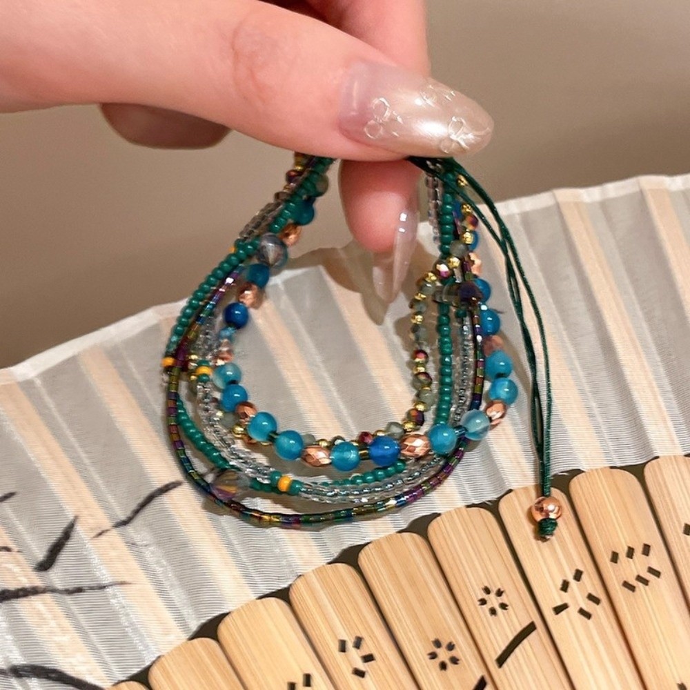 Vòng tay đính cườm đầy màu sắc AWNGD, Vòng tay đính cườm màu xanh Bohemian, Có thể điều chỉnh xếp chồng lên nhau Co Giãn Quấn quyến rũ Dây chuyền tay Trang sức