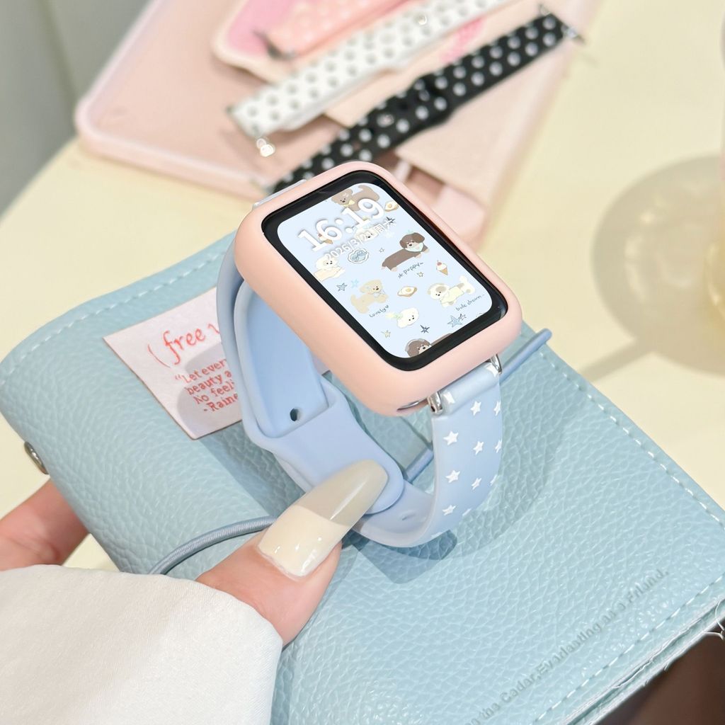Dây đeo in hình ngôi sao cho Apple Watch Series 11 10 9 8 7 6 5 4 3 Dây đeo silicon chống nước mềm 46mm 42 45 44 41 40 38 mm