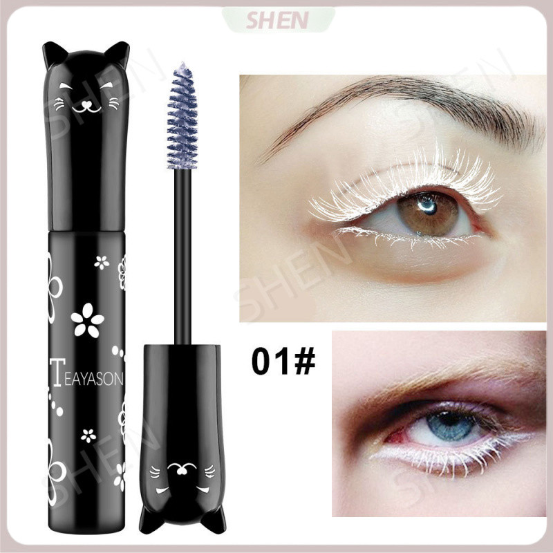 TEAYASON Mascara đầy màu sắc Xanh lam, Tím, Hồng, Trắng, Tím Sapphire Xanh Cà phê Không nhòe Uốn Dày