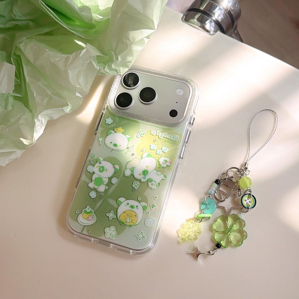 Ốp lưng cứng Tương thích với iPhone 13 14 14Pro 14ProMax 15 15Pro 15ProMax 16 16Pro 16ProMax 17 17Pro 17ProMax Graffiti Clover Pattern Case
