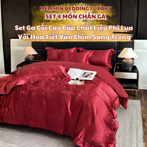 Set vỏ chăn ga phi lụa với họa tiết vân chìm tinh tế và sang trong, phong cách hoàng gia Memminbedding Luxury