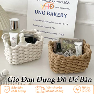 Giỏ Đan Đựng Đồ Trang Trí Bằng Sợi Cotton - Để Bàn Lưu Trữ Sản Phẩm Chăm Sóc Da, Đồ Lặt Vặt Tiện Lợi