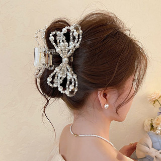 Kẹp tóc nơ ngọc trai thanh lịch Kẹp cá mập cho nữ