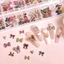 Làm Móng Tay Hỗn Hợp Nhựa Nơ 3D Trang Sức Da Báo In Móng Tay Kim Cương Giả DIY Trang Trí Acrylic Làm Đẹp Nghệ Thuật 12 Dây Bướm Ruy Băng