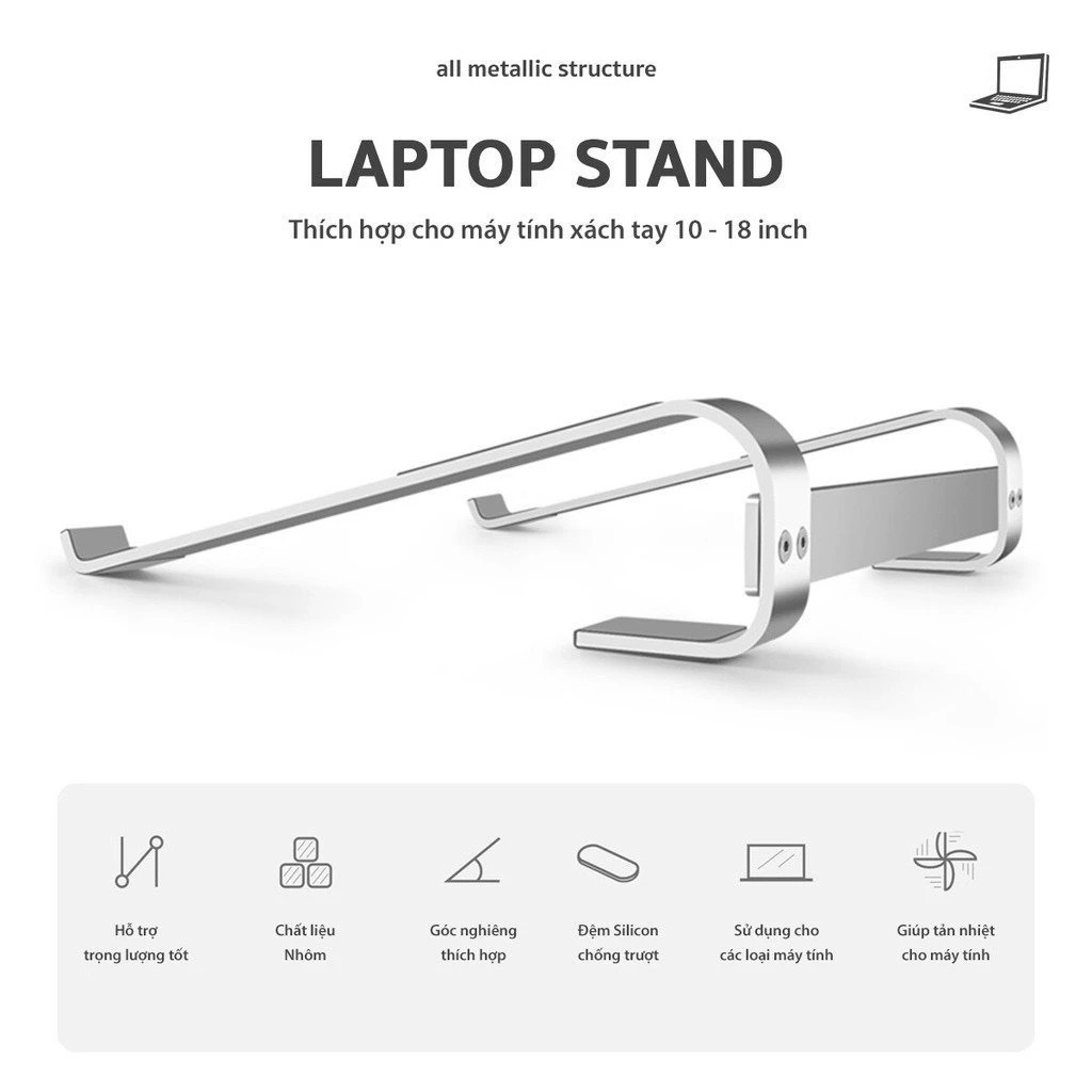 Giá Đỡ Máy Tính, Macbook, ipad LX200 Thép Nguyên Khối Chống Rung, Chống Trượt Có Thể Tháo Lắp Dễ Dàng Hỗ Trợ Tản Nhiệt