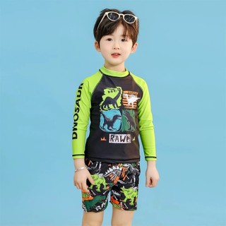 Đồ BơI ChốNg NắNg Bé Trai HọA TiếT KhủNg Long, áO + QuầN + Mũ, VảI đồ đồ BơI Cho Bé Trai